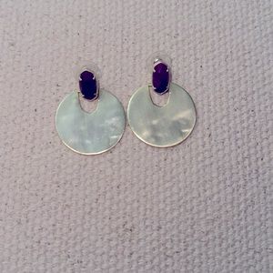 Kendra Scott gold and pink/maroon earrings